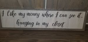 Handmade wood framed sign for bedroom or closet